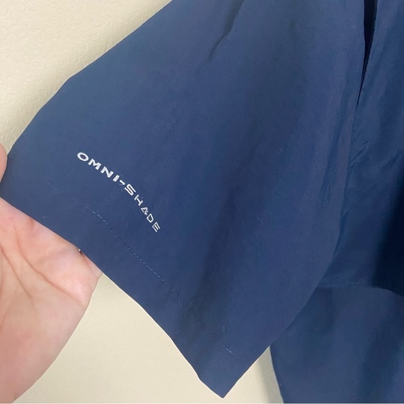 COLUMBIA PFG | Navy Blue Button Down Short Sleeve Fishing Shirt Size Large - Picture 6 of 10